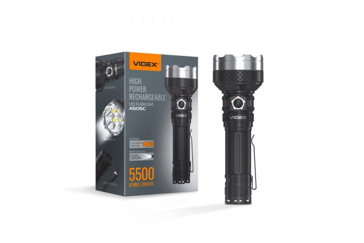 Портативный светодиодный фонарик VIDEX VLF-A505C 5500Lm 5000K (VLF-A505C)