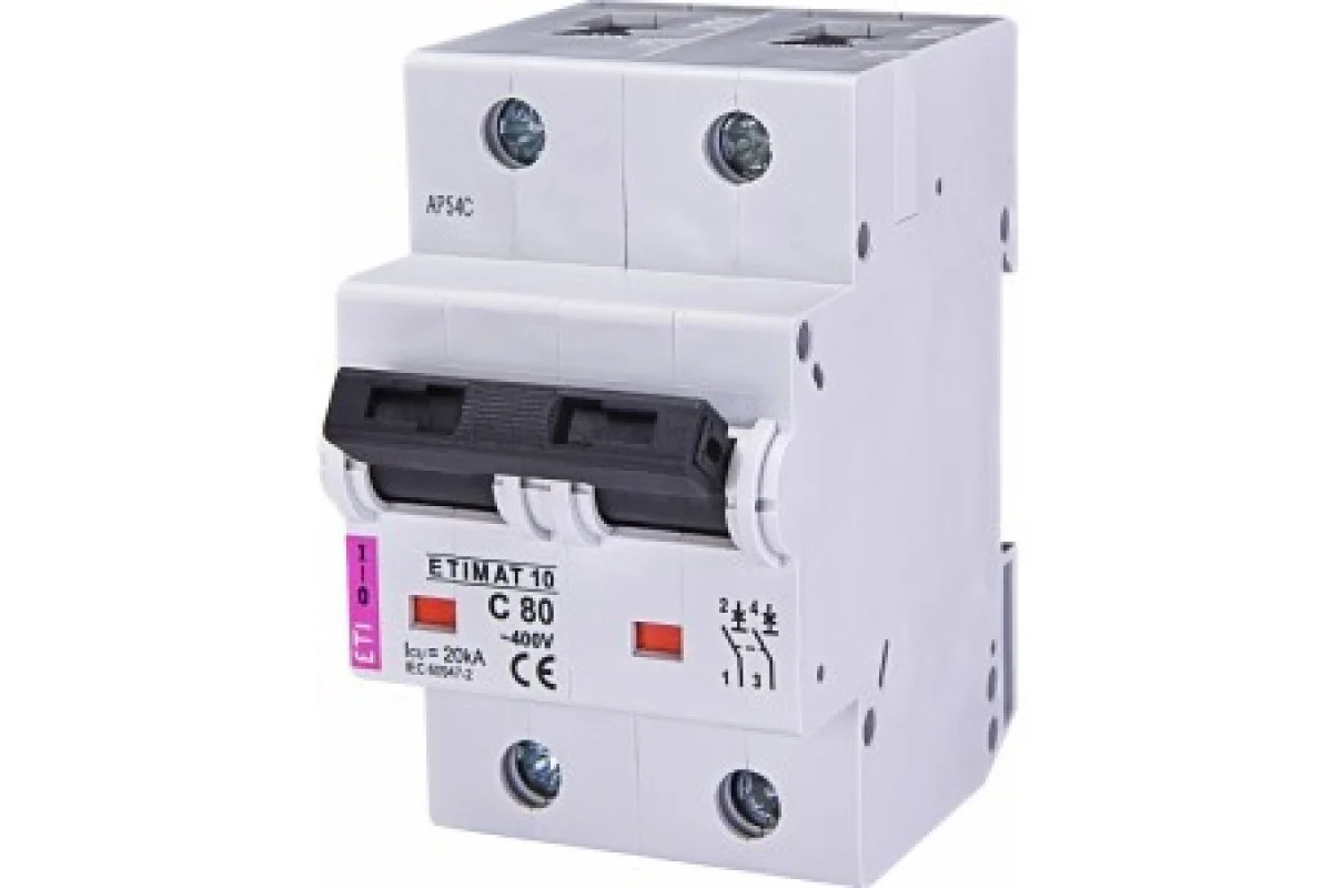 Автоматичний вимикач ETIMAT 10 80A 2P характеристика C 20kA ETI (002133731)