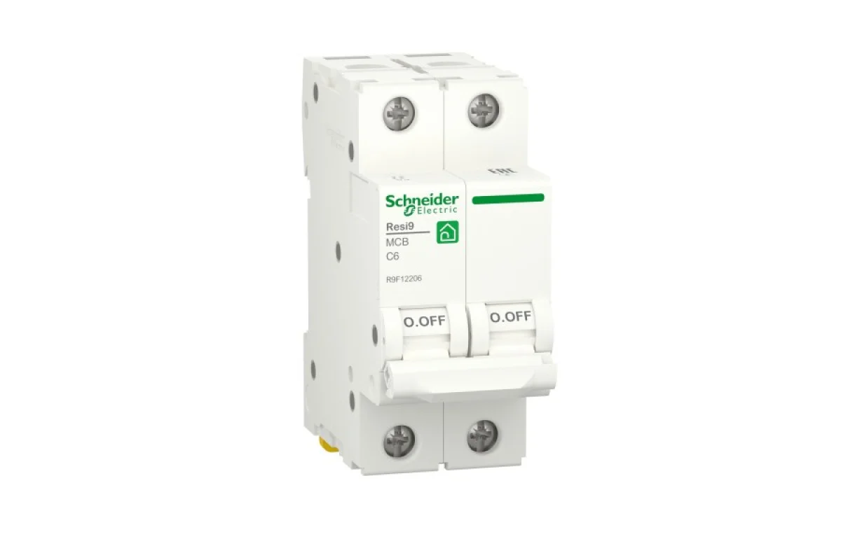 Автоматичний вимикач RESI9 Schneider Electric 6 А, 2P, крива С, 6кА (R9F12206)