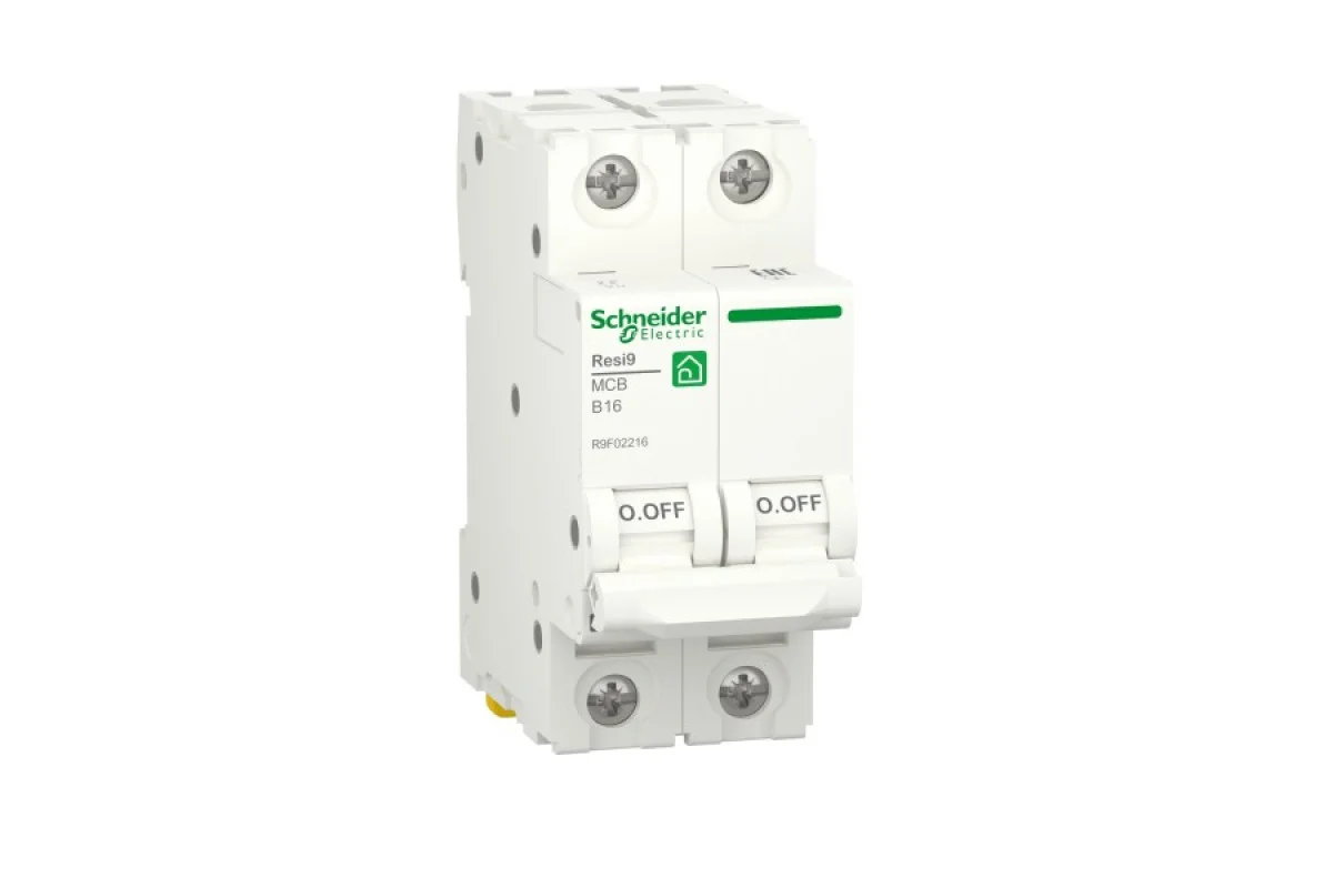 Автоматичний вимикач RESI9 Schneider Electric 16 А, 2P, крива В, 6кА (R9F02216)