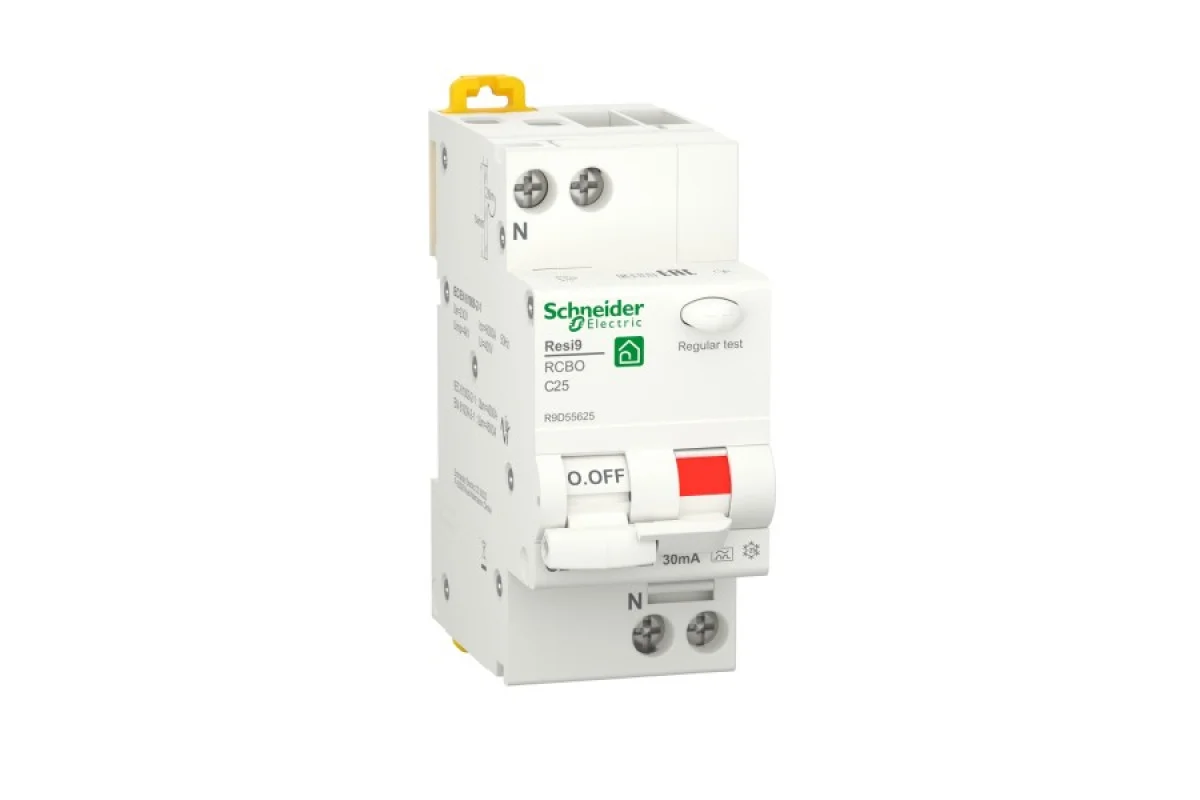 Дифференциальный автоматический выключатель RESI9 Schneider Electric 25 А, 30 мA, 1P+N, 6кA, кривая С, тип А (R9D55625)