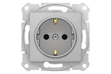 Розетка с самозажимными клеммами с заземлением без шторок Sedna Schneider Electric алюминий (SDN3001860)