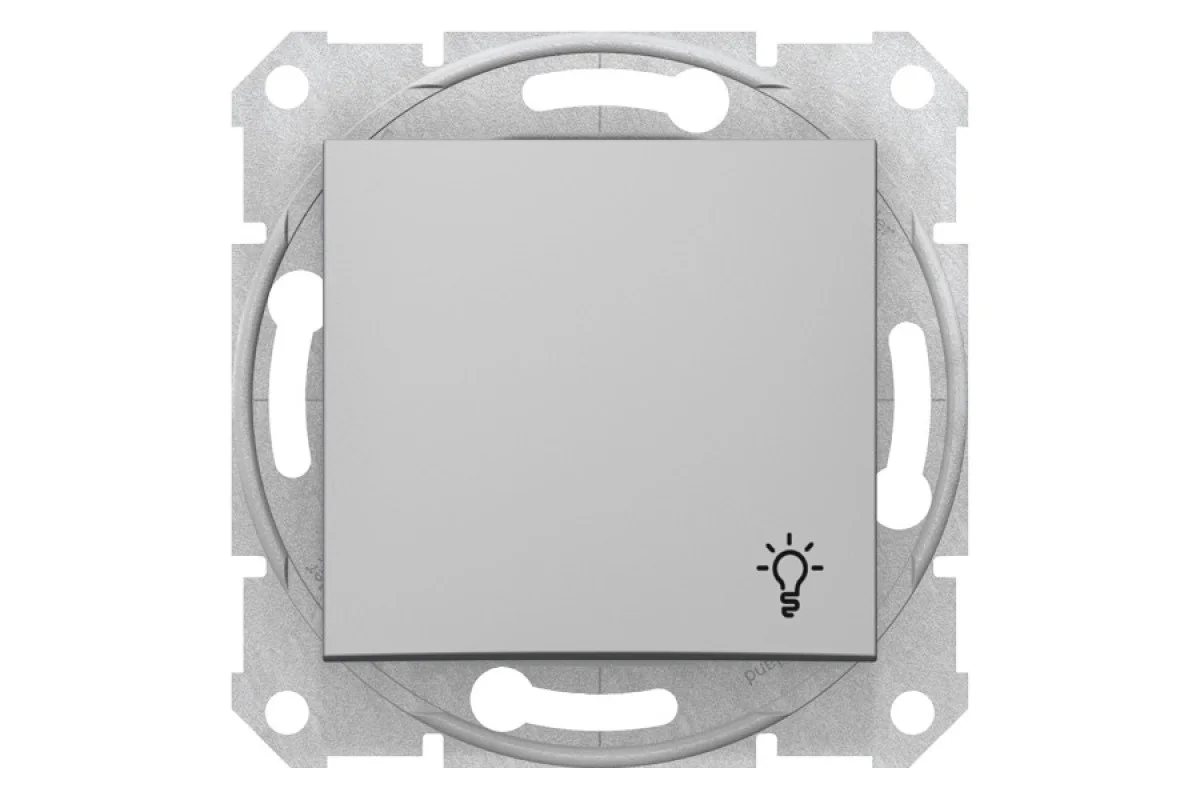 Кнопочный выключатель с символом "свет" Sedna Schneider Electric алюминий (SDN0900160)