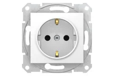 Розетка з самозатискними клемами з заземленням зі шторками Sedna Schneider Electric білий (SDN3001721)