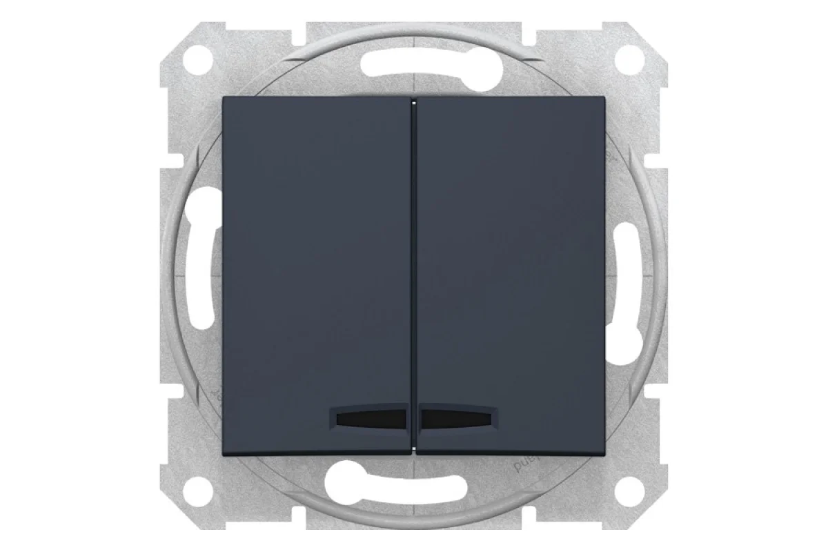 Двухклавишный выключатель с подсветкой Sedna Schneider Electric графит (SDN0300370)