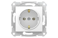 Розетка с самозажимными клеммами с заземлением без шторок Sedna Schneider Electric белый (SDN3001821)
