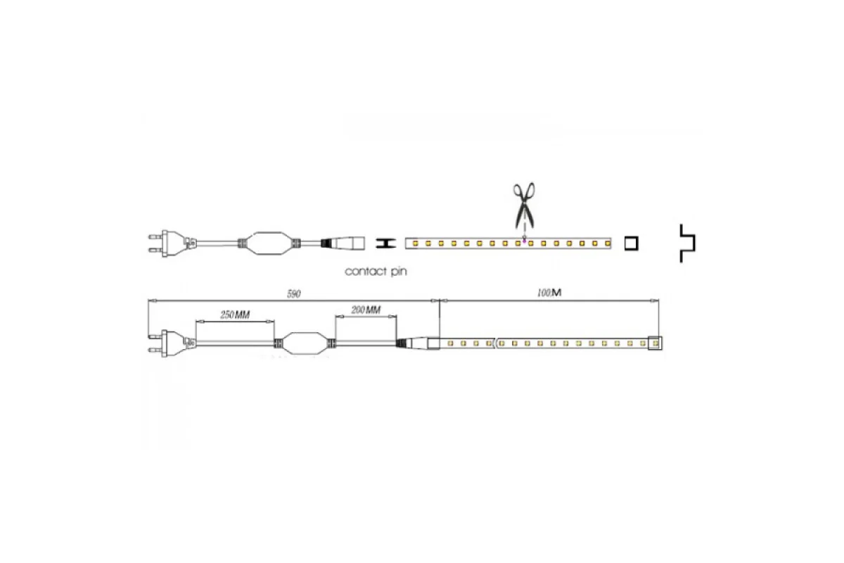 Кабель питания PROLUM™ для LED ленты 220V - 12ММ (503029)