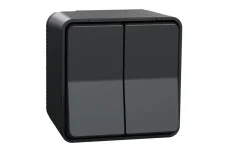 Двоклавішний перемикач IP55 Mureva Styl, сх.6+6, поверх. монтаж, чорний (MUR35022)