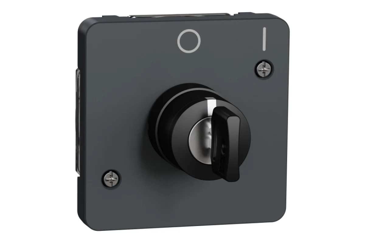 Механизм переключателя с ключом на 2 положения 3A IP55 Mureva Styl, черный (MUR35062)