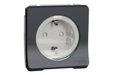 Механізм розетки з заземленням та шторками IP55 Mureva Styl, чорний (MUR36134)