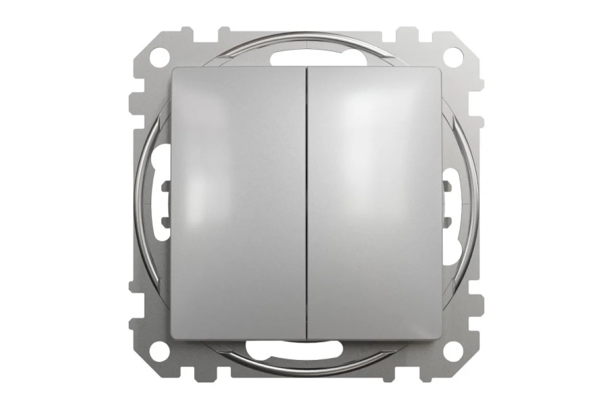 Двухклавишный выключатель Алюминий Sedna Design (SDD113105)