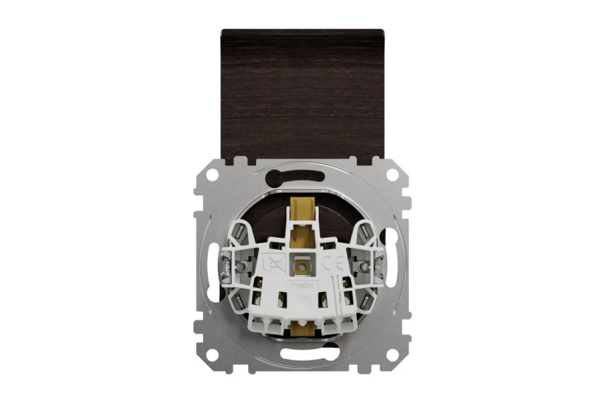 Розетка с заземлением, шторками и крышкой, Венге Sedna Elements (SDD181024)