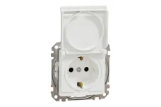 Розетка с заземлением, со шторками, с крышкой IP44 Белый Sedna Design (SDD211024)