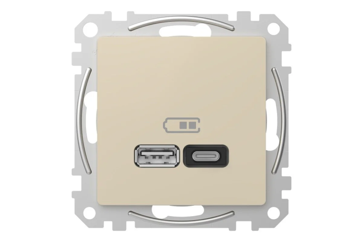 USB розетка A+C, 3 A, 45 Вт, Бежевий Sedna Design (SDD112404)