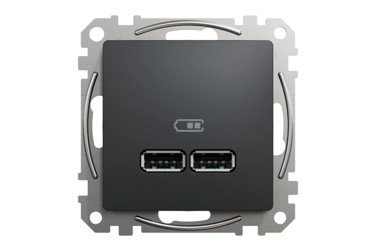 USB розетка тип A+A 2,1A Чорний Sedna Design (SDD114401)