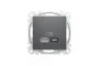 USB розетка A+C, 3 A, 45 Вт, Антрацит Sedna Design (SDD114404)