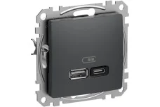 USB розетка A+C, 3 A, 45 Вт, Антрацит Sedna Design (SDD114404)