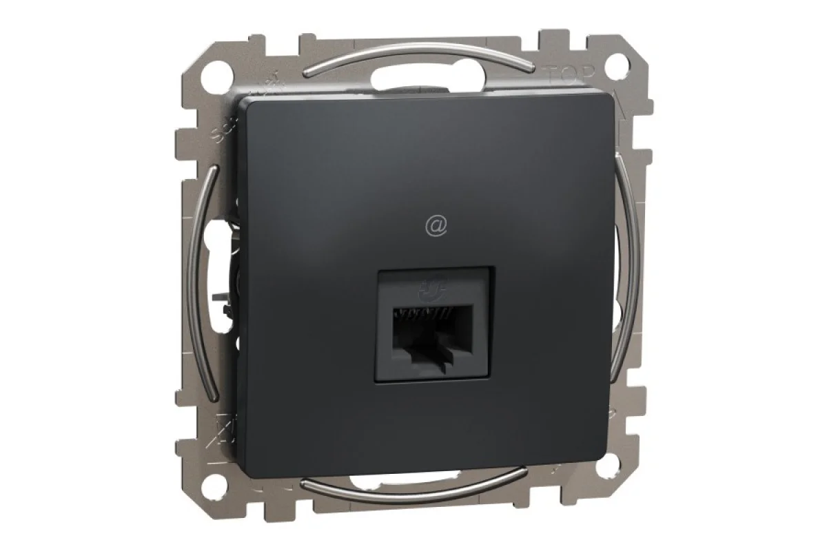 Компьютерная розетка, RJ45 CAT6 UTP, Черная, Sedna Design (SDD114461)