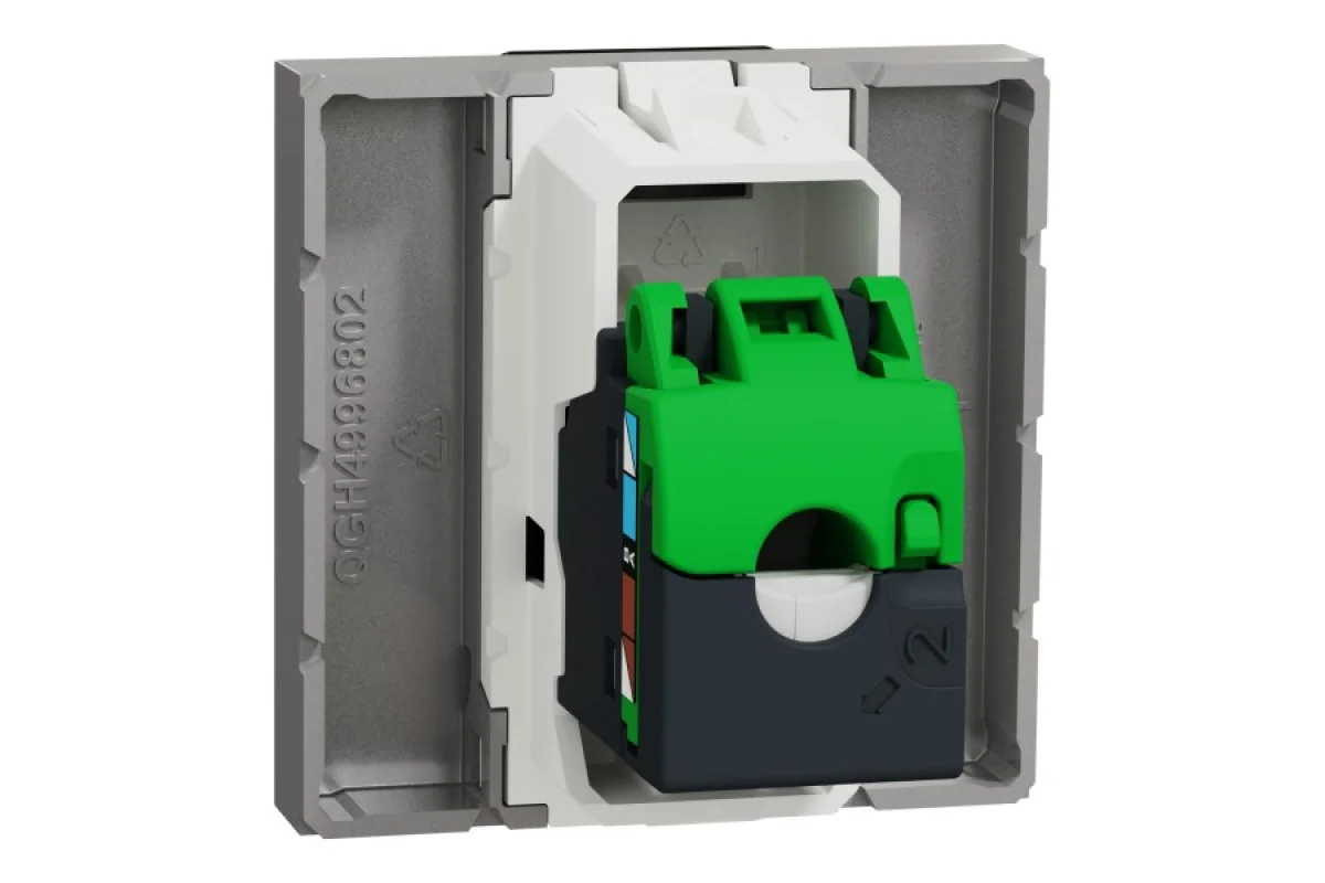Розетка компьютерная RJ45, одинарная категория 6 UTP, 2 модуля алюминий (NU341530)