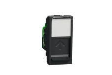 Розетка комп'ютерна RJ45 1-постова 6А FTP пряма з затвором, антрацит (NU344854)