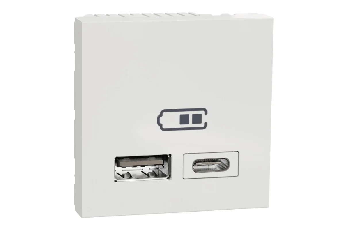 Двойная USB розетка A+C белый (NU301818)