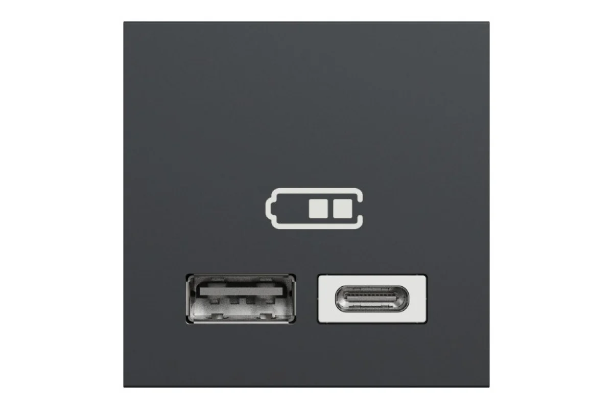 Двойная USB розетка A+C антрацит (NU301854)