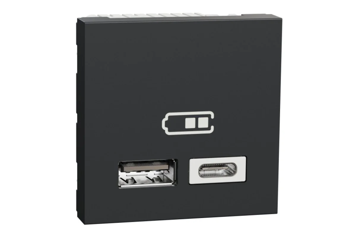 Двойная USB розетка A+C антрацит (NU301854)