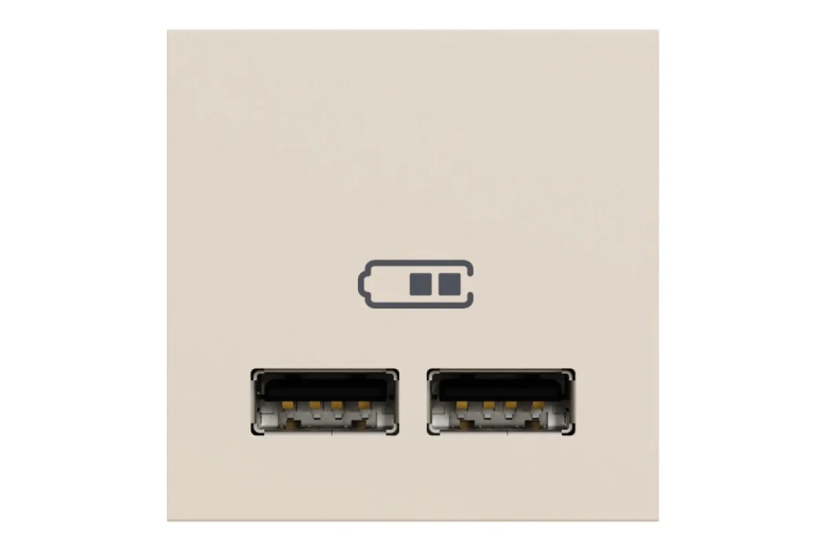 Розетка USB подвійна, 2.1А, 2 модулі, бежева Unica New Studio (NU341844)