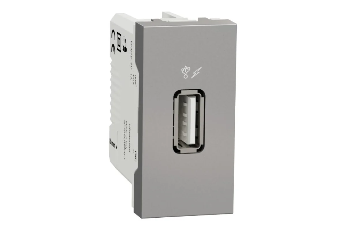 Розетка USB 1 модуль алюминий (NU342830)
