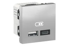 Двойная USB розетка A+C алюминий (NU301830)