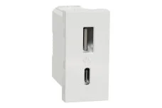 USB, New Unica, 1 модуль, тип A+C, 12 Вт, білий (NU301618)