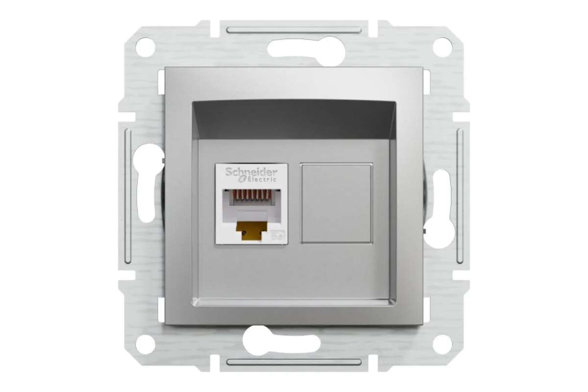 Розетка комп'ютерна RJ45 UTP категорія 5Е Asfora Алюміній (EPH4300161)