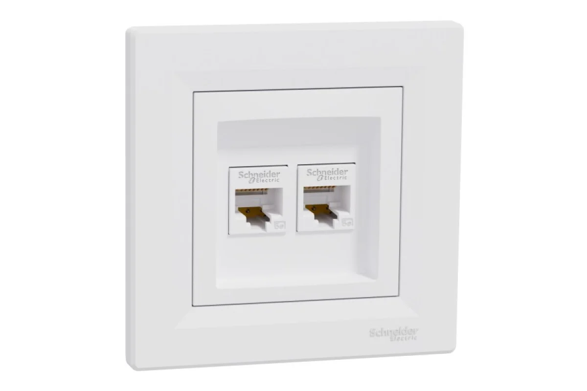 Комп'ютерна Розетка RJ45 UTP категорія 5Е подвійна Біла Asfora (EPH4400121)