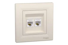 Розетка комп'ютерна RJ45 UTP категорія  5Е подвійна Крем Asfora (EPH4400123)