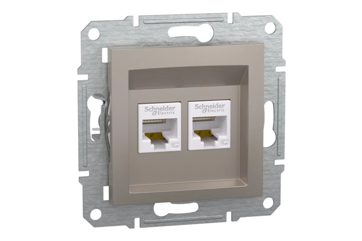 Розетка комп'ютерна RJ45 UTP категорія 5Е подвійна Asfora Бронза (EPH4400169)