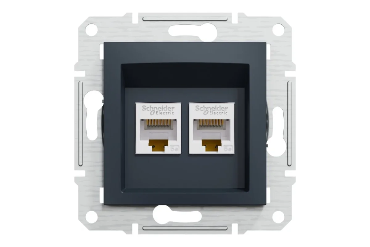 Розетка компьютерная RJ45 UTP категория 5Е двойная Asfora Антрацит (EPH4400171)