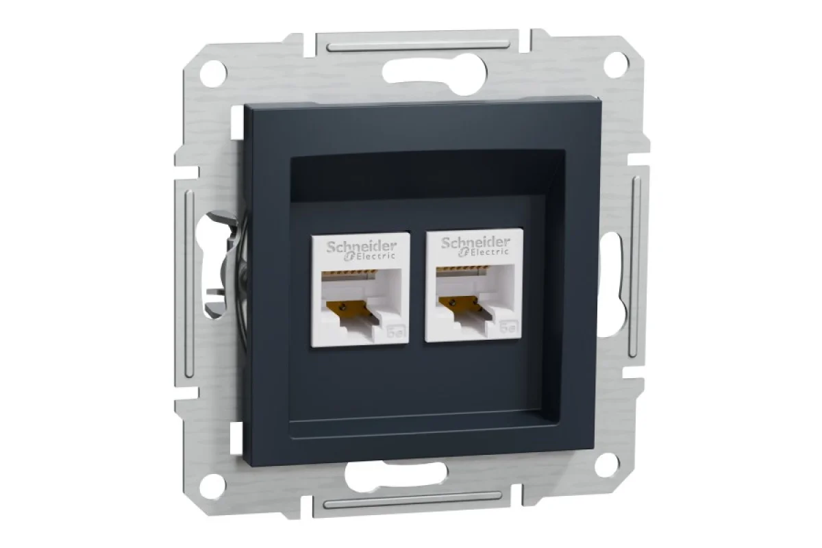 Розетка компьютерная RJ45 UTP категория 5Е двойная Asfora Антрацит (EPH4400171)
