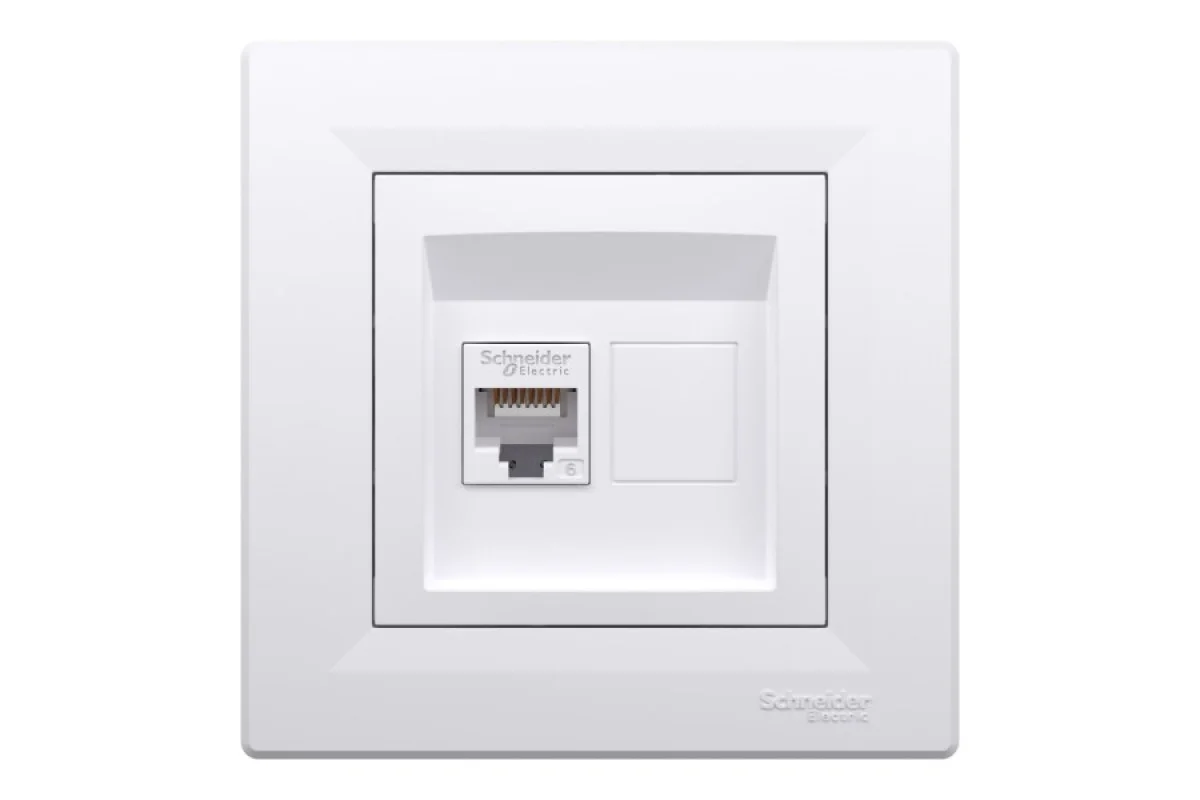Розетка компьютерная RJ45 UTP категория 6 Белая Asfora (EPH4700121)