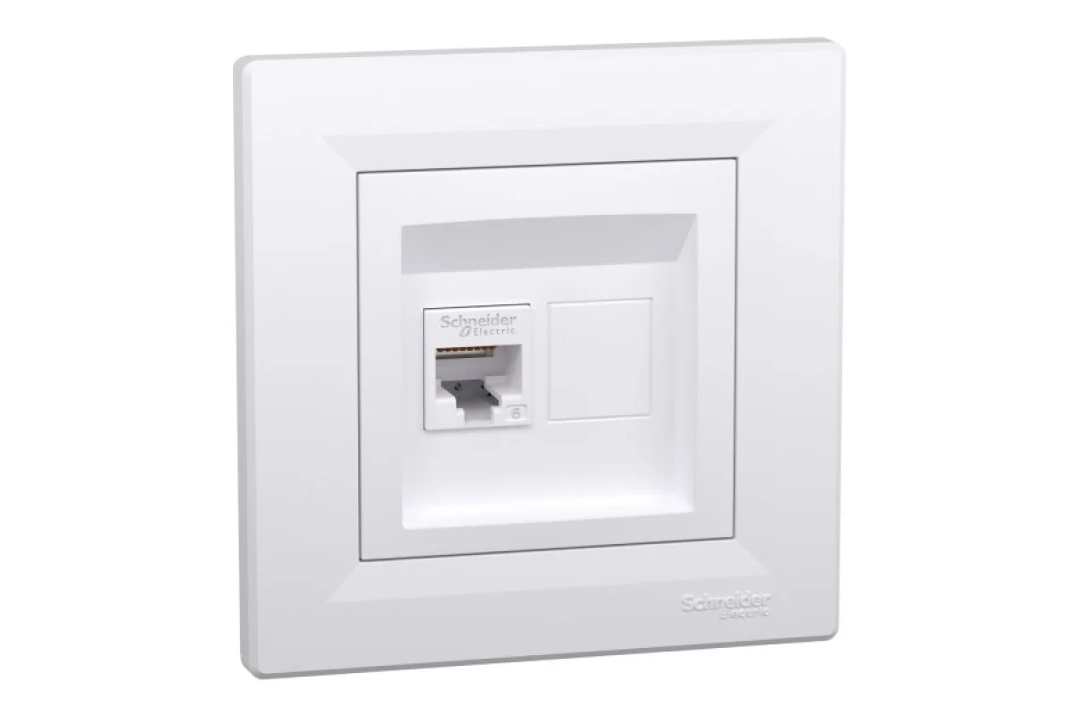 Розетка компьютерная RJ45 UTP категория 6 Белая Asfora (EPH4700121)
