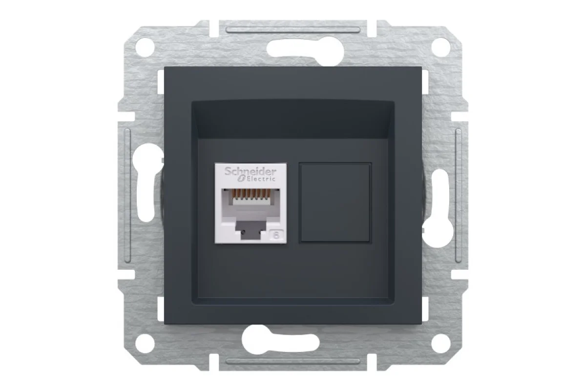 Розетка компьютерная RJ45 UTP категория 6 Asfora Антрацит (EPH4700171)