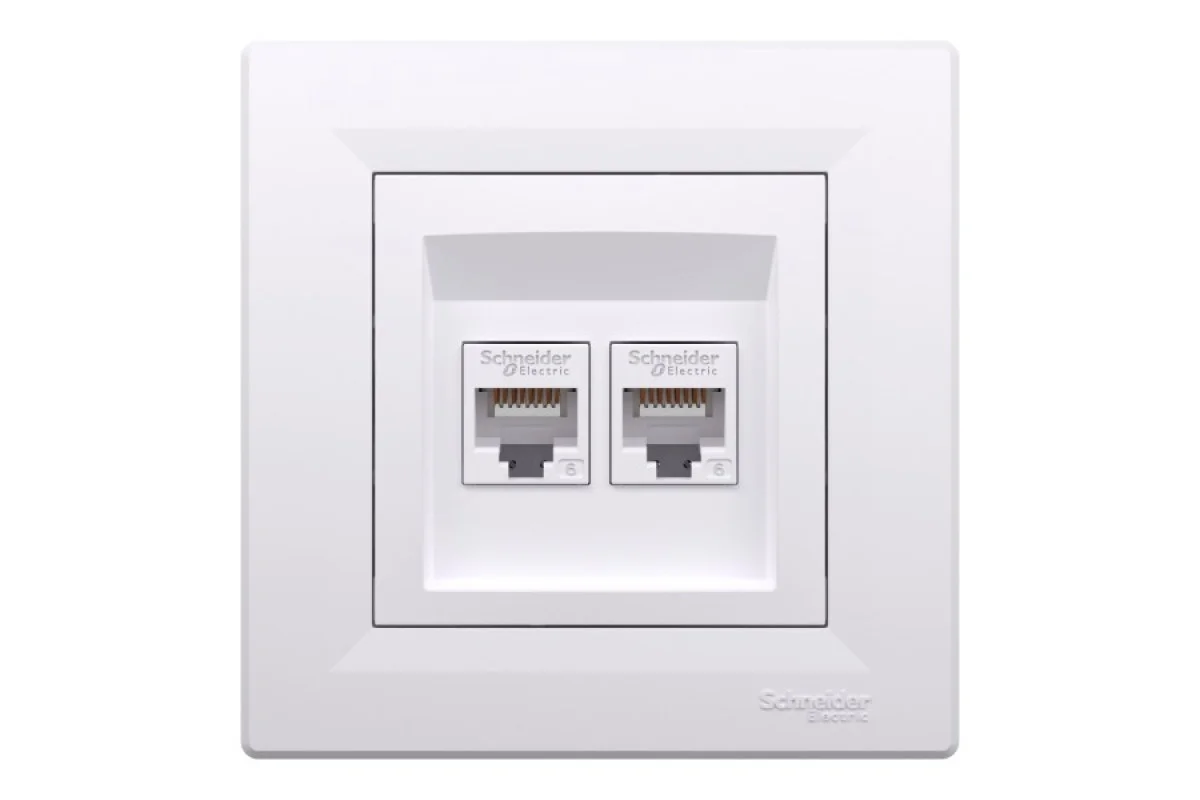 Розетка комп'ютерна RJ45 UTP категорія 6 подвійна Біла Asfora (EPH4800121)