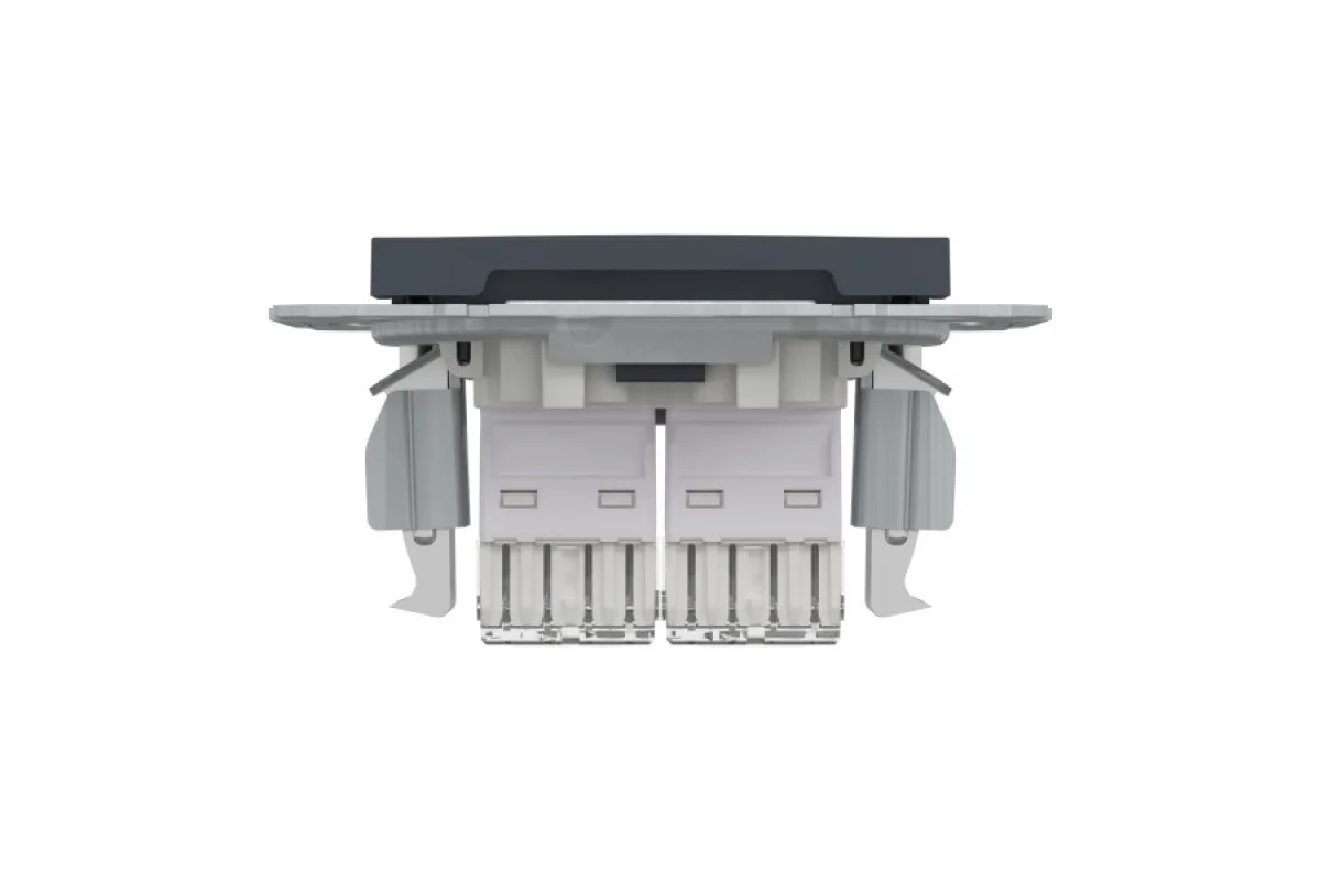 Розетка комп'ютерна RJ45 UTP категорія 6 подвійна Asfora Антрацит (EPH4800171)