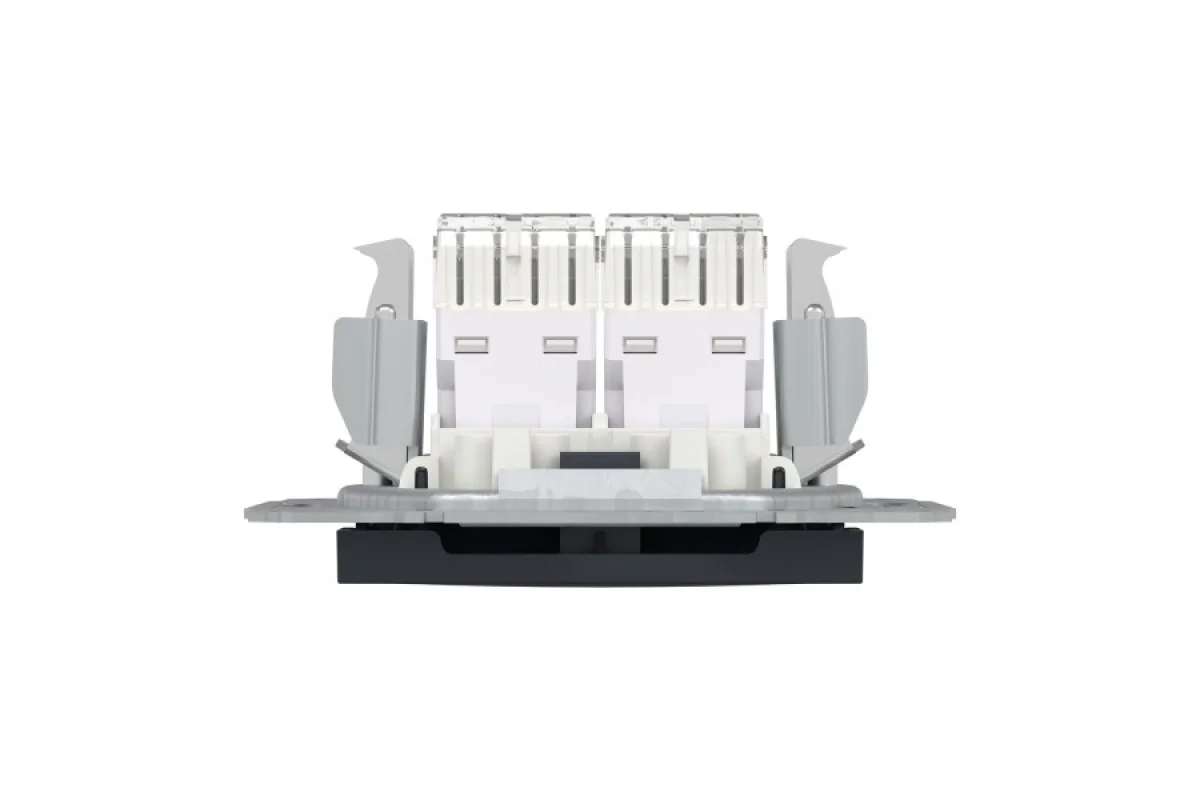 Розетка комп'ютерна RJ45 UTP категорія 6 подвійна Asfora Антрацит (EPH4800171)