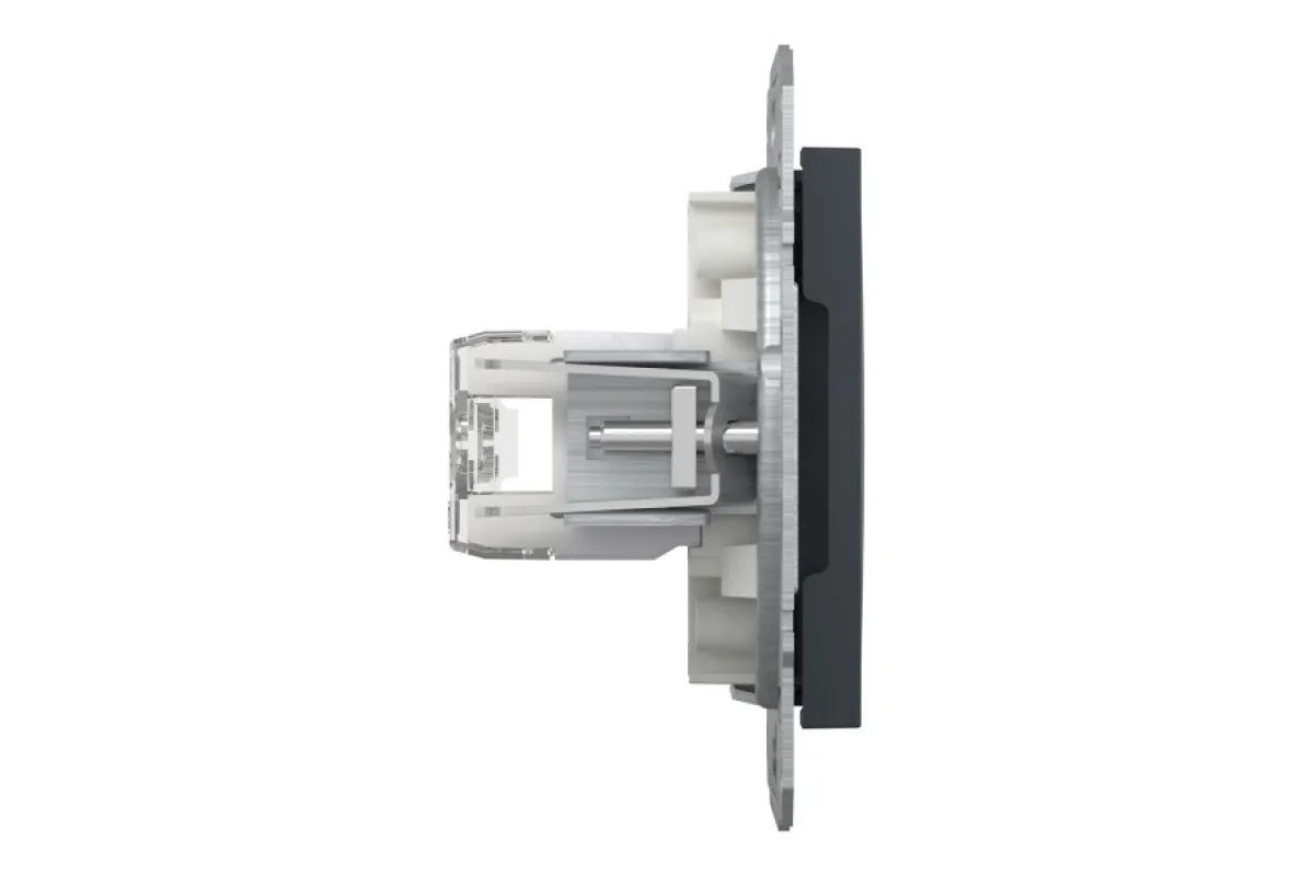 Розетка комп'ютерна RJ45 UTP категорія 6 подвійна Asfora Антрацит (EPH4800171)