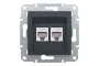 Розетка комп'ютерна RJ45 UTP категорія 6 подвійна Asfora Антрацит (EPH4800171)