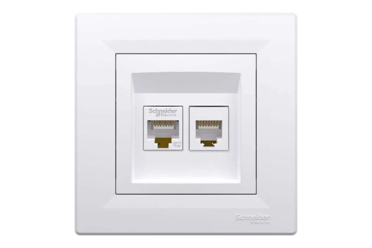 Розетка компьютерная RJ45 категория 5Е И ТЕЛЕФОННАЯ Розетка RJ12 Белая Asfora (EPH4900121)