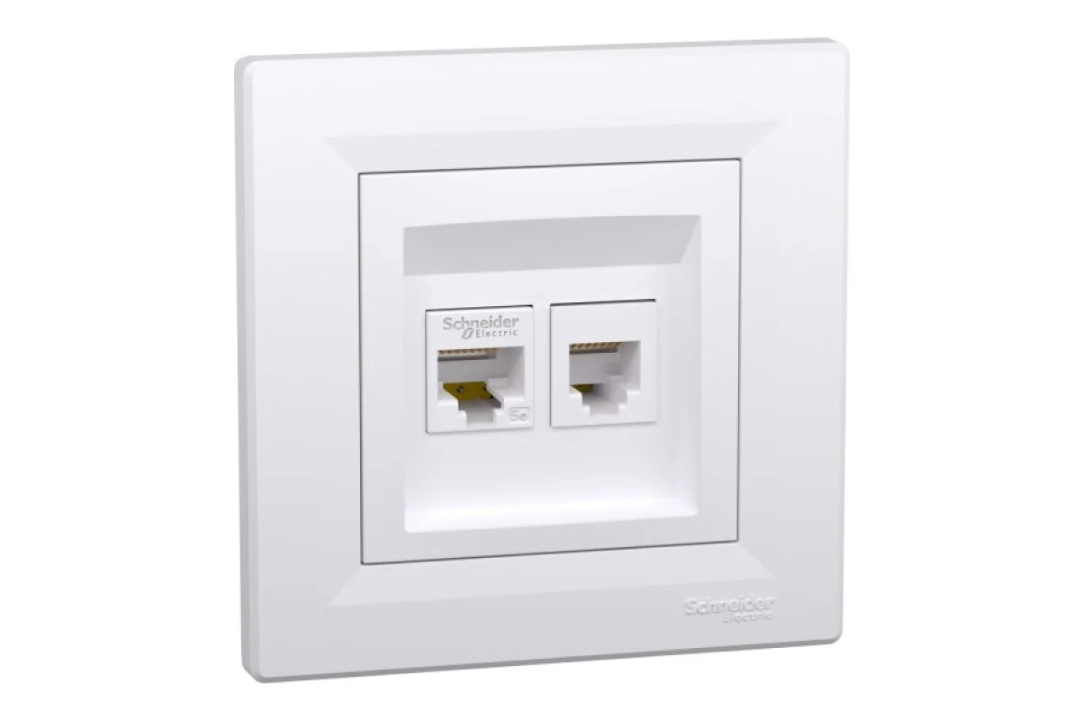 Розетка компьютерная RJ45 категория 5Е И ТЕЛЕФОННАЯ Розетка RJ12 Белая Asfora (EPH4900121)