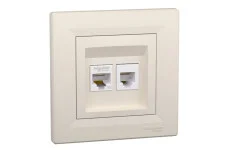 Розетка комп'ютерна RJ45 категорія  5Е І ТЕЛЕФОННА Розетка RJ12 Крем Asfora (EPH4900123)