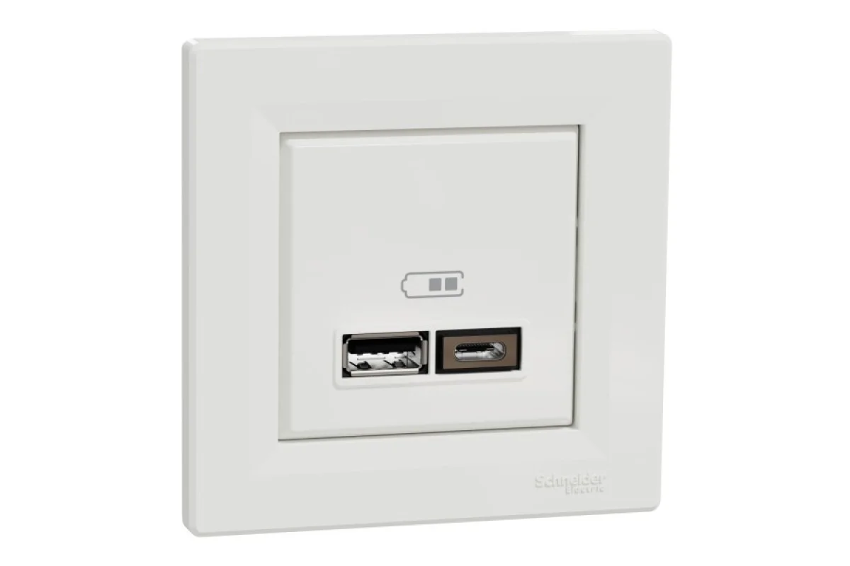 Двойная USB зарядка 2.4 A Asfora белая (EPH2700321)
