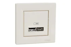 Двойная USB зарядка 2.4 A Asfora крем (EPH2700323)